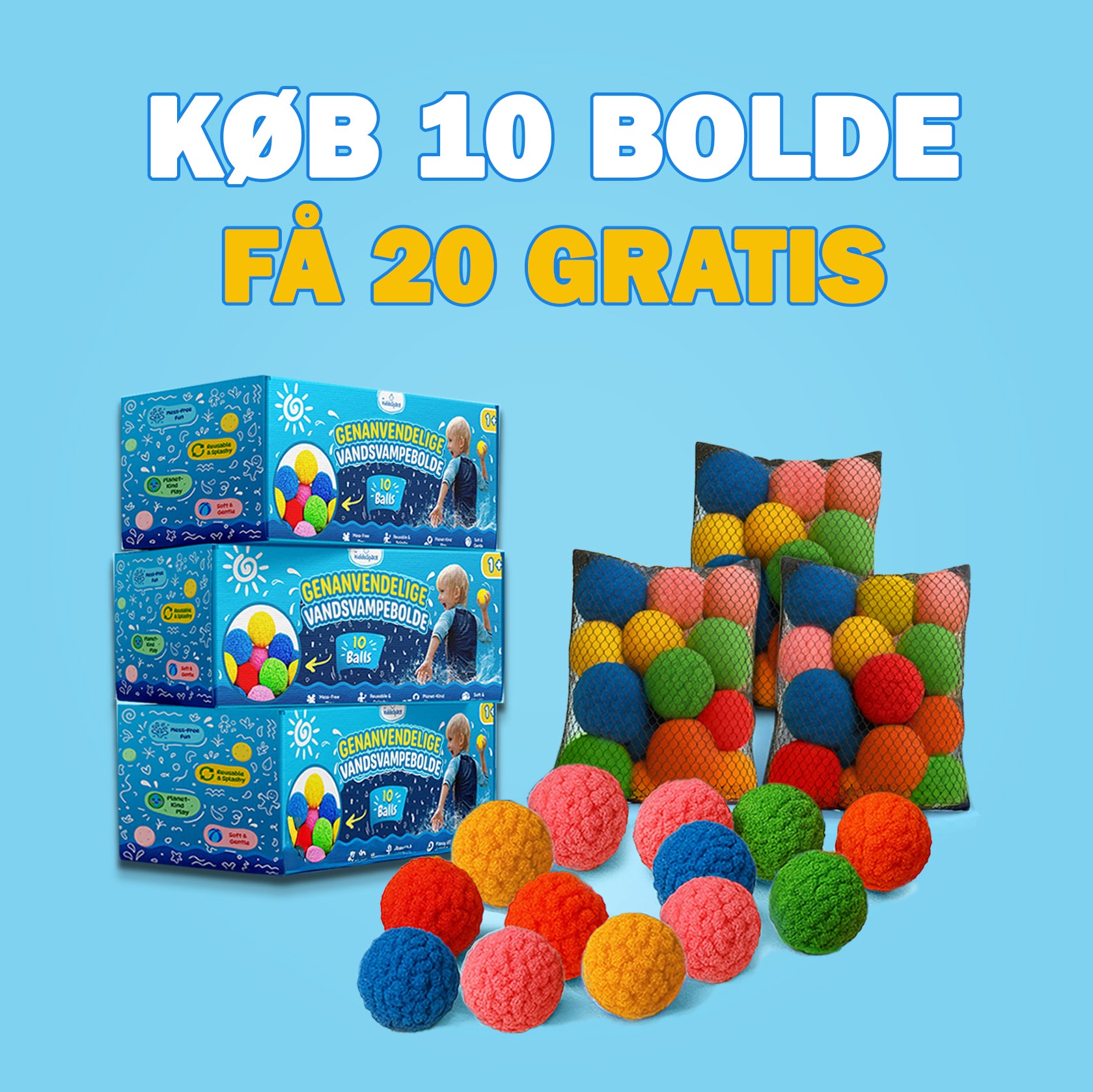 KiddoSpace genanvendelige vand-svampebolde (Køb 10 bolde få 20 gratis)